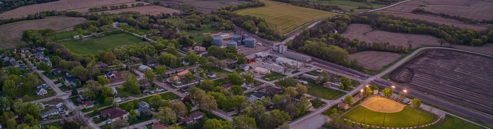 overhead view of small town