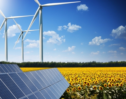 solar panels and wind turbines