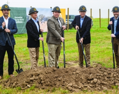 groundbreaking event with shovels