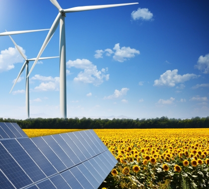 solar panels and wind turbines