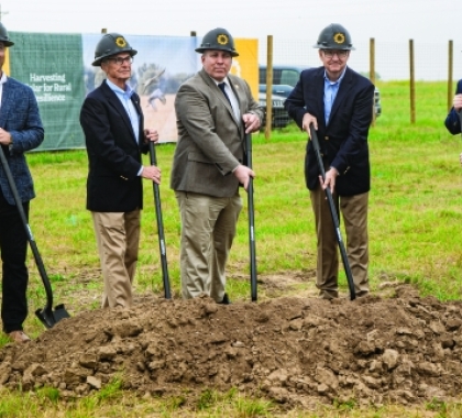 groundbreaking event with shovels